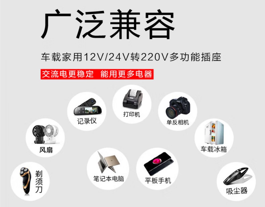 國(guó)際者（GUOOJEZE）多功能插座車載逆變器12v24v轉(zhuǎn)220v車載充電器轉(zhuǎn)換器 200W圖片6.jpg